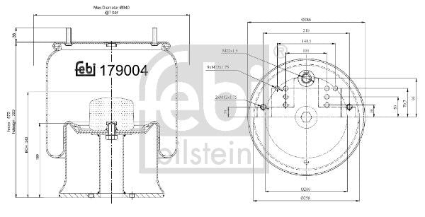 Febi Air Suspension Bellow 258mm