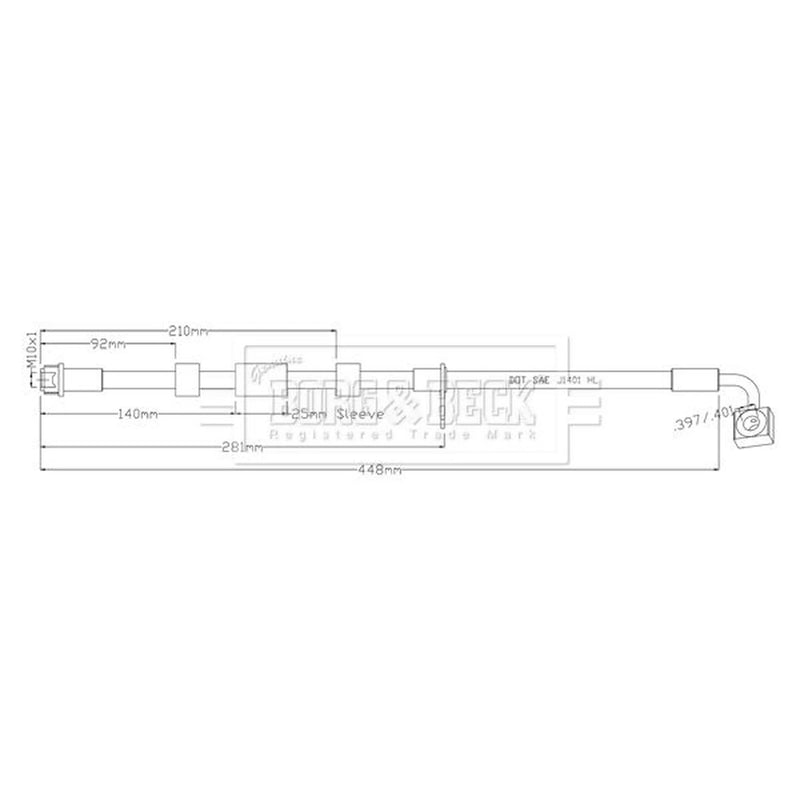 Borg & Beck Brake Hydraulic Hose Line Front BBH8939