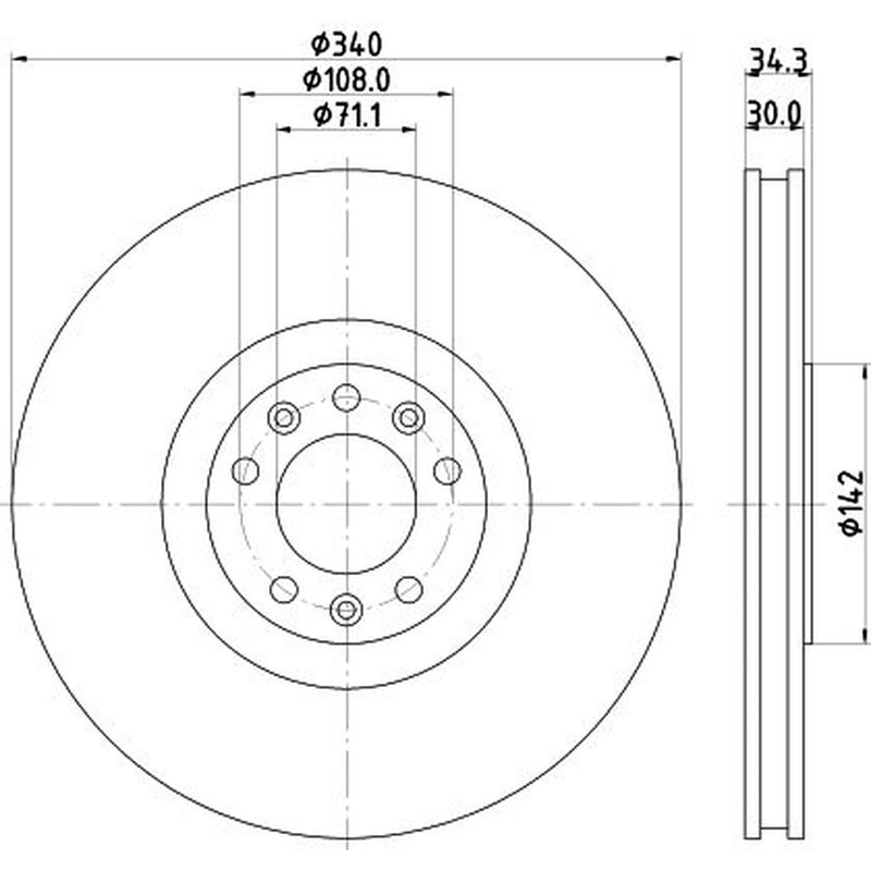 Mintex 2 x Internally Vented Front Brake Discs MDC2610