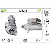 Valeo Starter Motor 12V 2kW 12 Teeth 438281