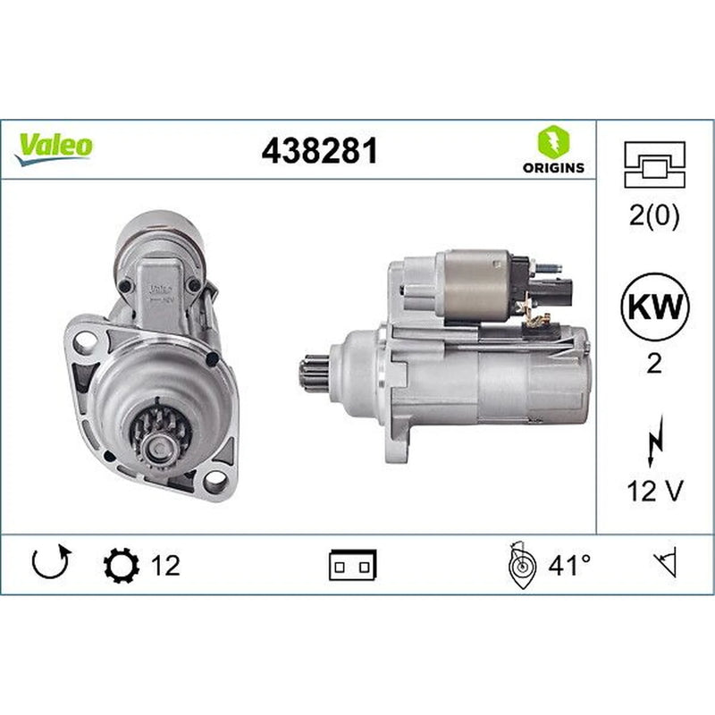 Valeo Starter Motor 12V 2kW 12 Teeth 438281