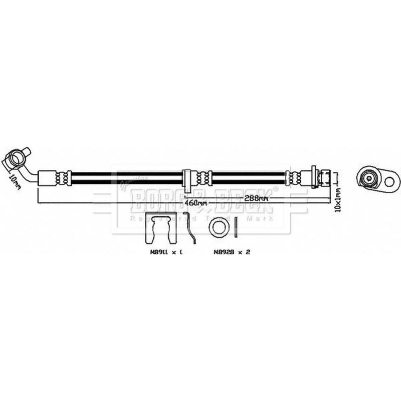 Borg & Beck Brake Hydraulic Hose Line Rear Left BBH8513