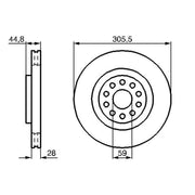 Bosch 2 x Internally Vented Front Brake Discs 0 986 478 963