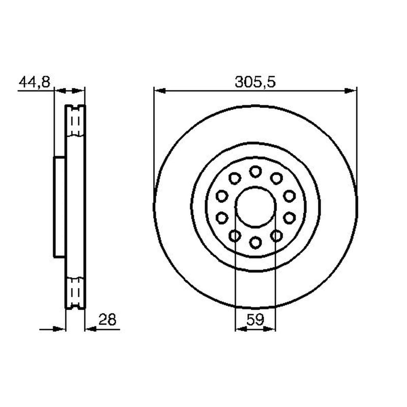 Bosch 2 x Internally Vented Front Brake Discs 0 986 478 963