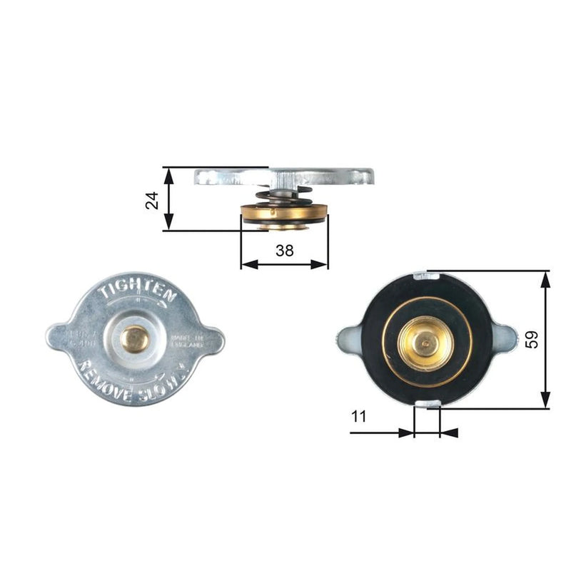 Gates Radiator Expansion Tank Cap bar RC107