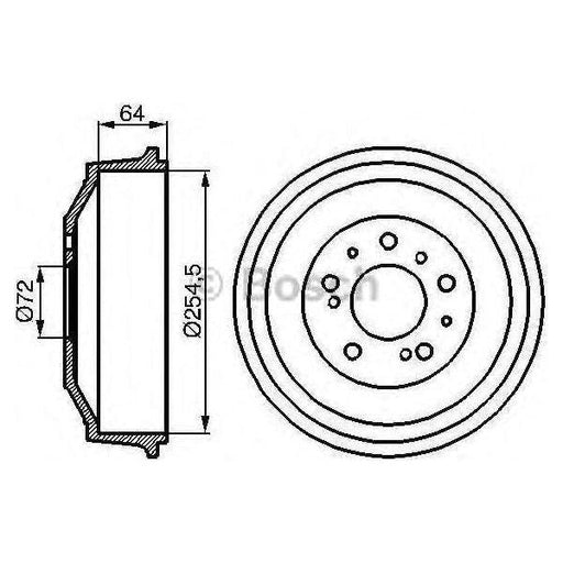 Bosch Brake Drum Single Db107 Fits Citroen Relay Hdi 29|Hdi 33|Hdi 35 - 2.2 - 02 Bosch  - Town Parts