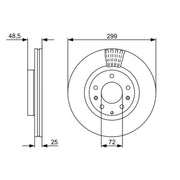 Bosch 2 x Vented Front Brake Discs 0 986 479 542