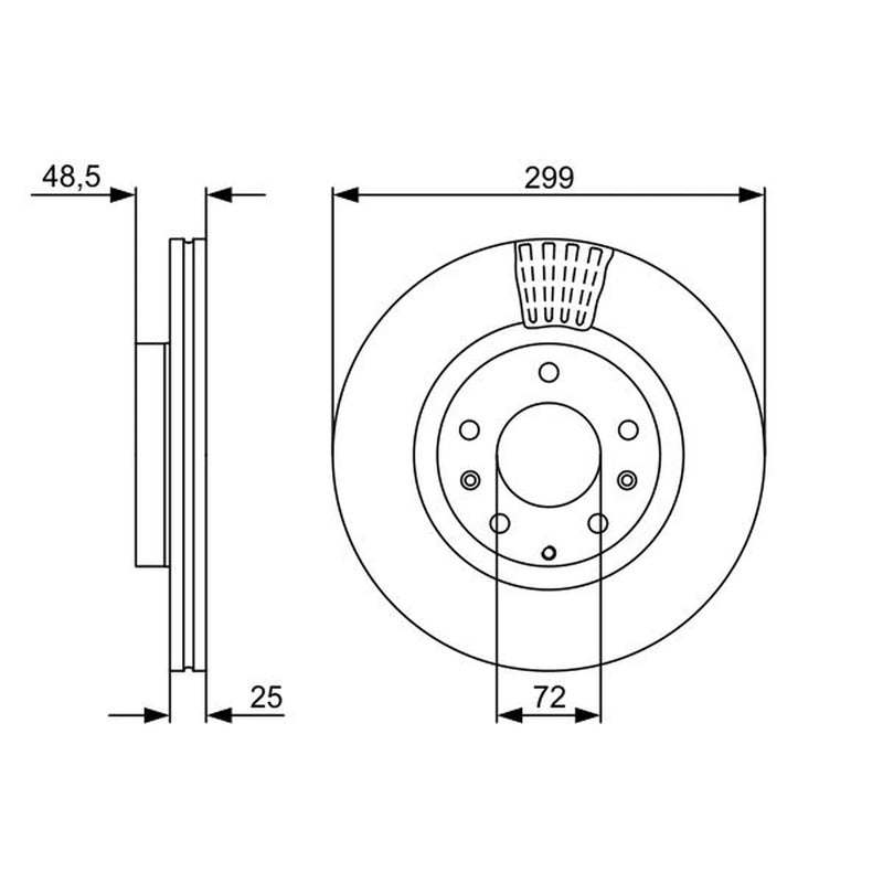 Bosch 2 x Vented Front Brake Discs 0 986 479 542