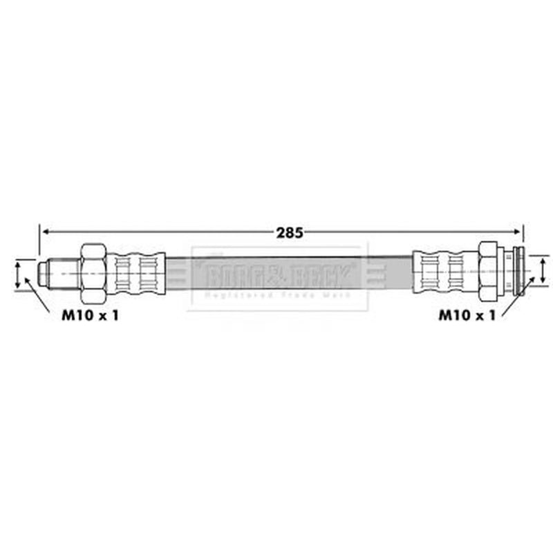 Borg & Beck Brake Hydraulic Hose Line Rear Left BBH6089