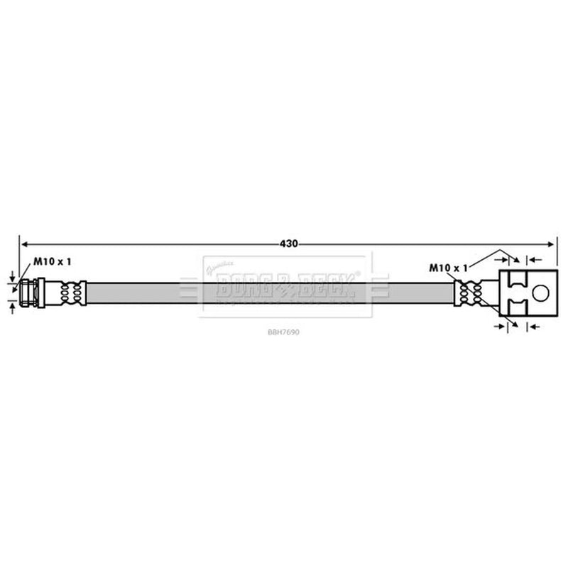 Borg & Beck Brake Hydraulic Hose Line Rear Left BBH7690