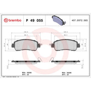 Brembo 4 x Front Brake Pad Set P49055
