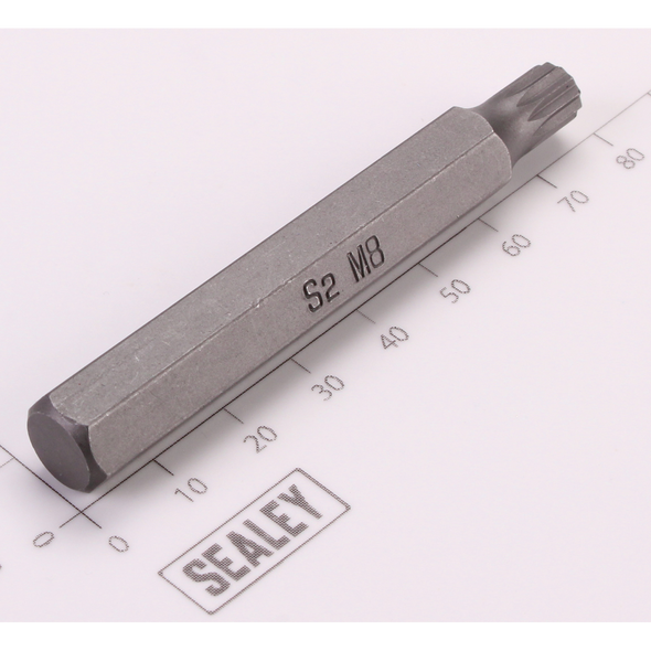 Sealey Spline Bit; M8 x 75mm 'Platinum Series'