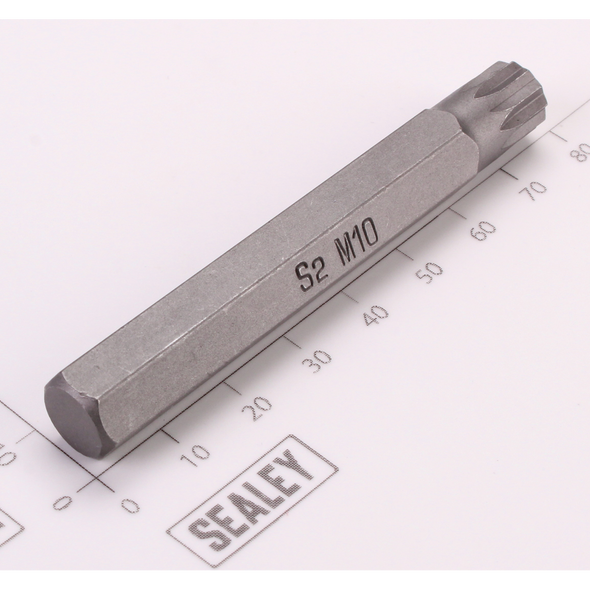 Sealey Spline Bit; M10 x 75mm 'Platinum Series'