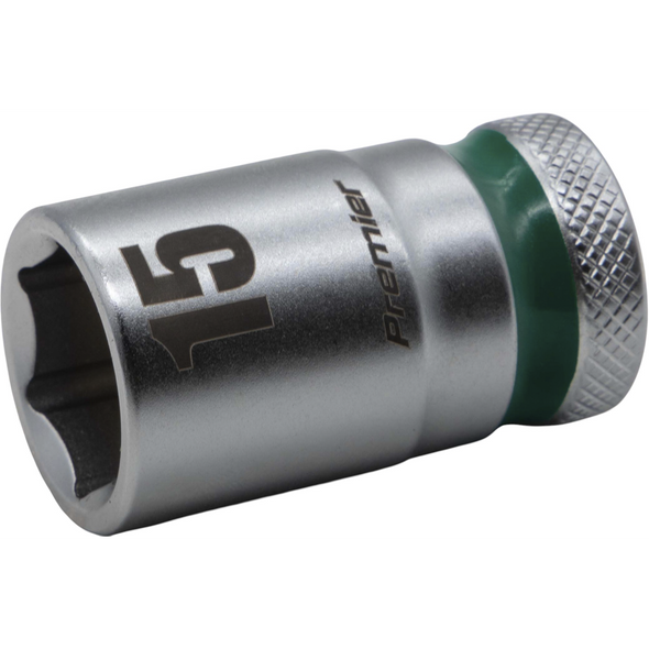 Sealey 1/2"Dr Walldrive Socket 15mm (Green Coded Ring)