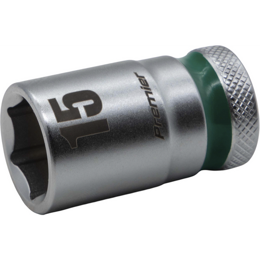 Sealey 1/2"Dr Walldrive Socket 15mm (Green Coded Ring)