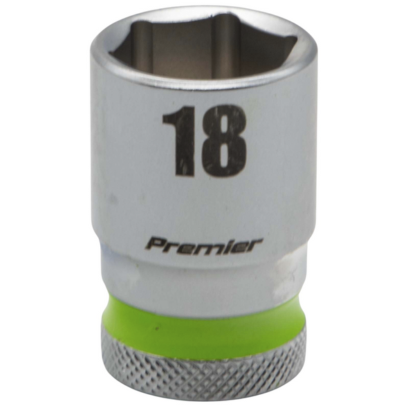 Sealey 1/2"Dr Walldrive Socket 18mm (Green Coded Ring)