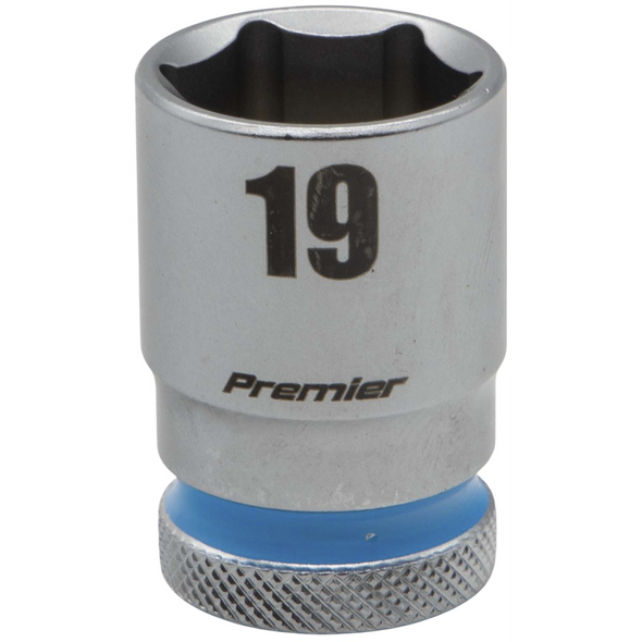 Sealey 1/2"Dr Walldrive Socket 19mm (Cyan Coded Ring)