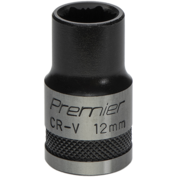 Sealey Socket 1/2"Dr 12mm 'Total Lock-On' (6pt) 'Black Series'