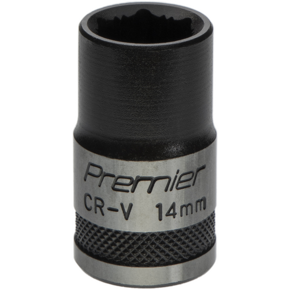 Sealey Socket 1/2"Dr 14mm 'Total Lock-On' (6pt) 'Black Series'