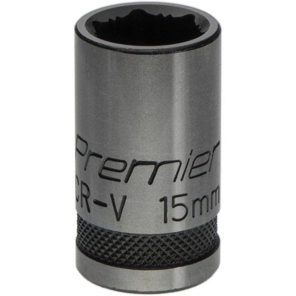 Sealey Socket 1/2"Dr 15mm 'Total Lock-On' (6pt) 'Black Series'