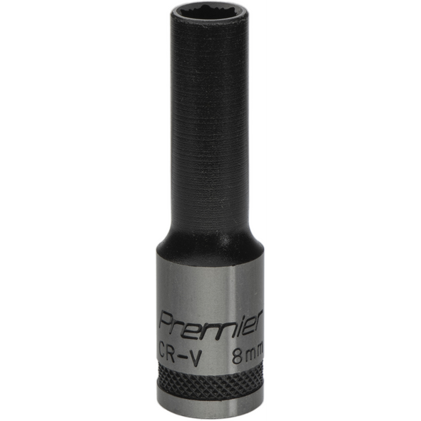 Sealey Deep Socket 3/8"Dr 8mm 'Total Lock-On' (6pt) 'Black Series'