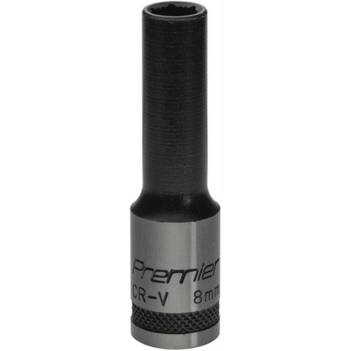 Sealey Deep Socket 3/8"Dr 8mm 'Total Lock-On' (6pt) 'Black Series'
