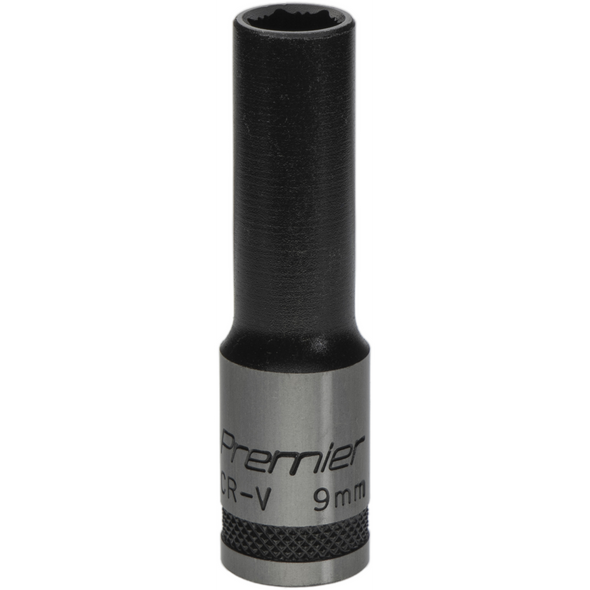 Sealey Deep Socket 3/8"Dr 9mm 'Total Lock-On' (6pt) 'Black Series'