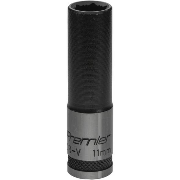 Sealey Deep Socket 3/8"Dr 11mm 'Total Lock-On' (6pt) 'Black Series'