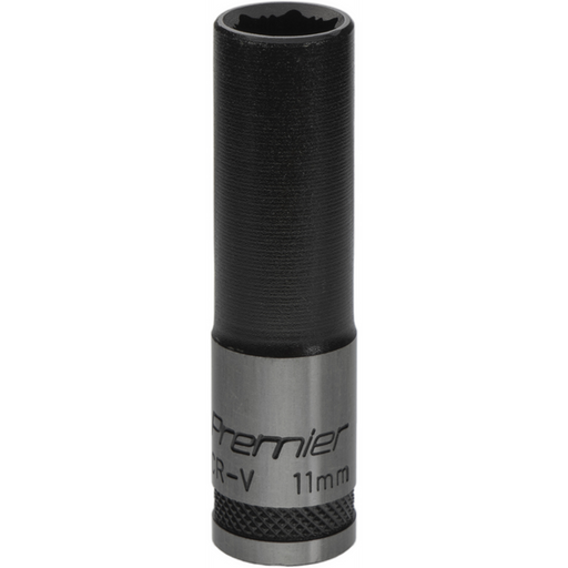 Sealey Deep Socket 3/8"Dr 11mm 'Total Lock-On' (6pt) 'Black Series'