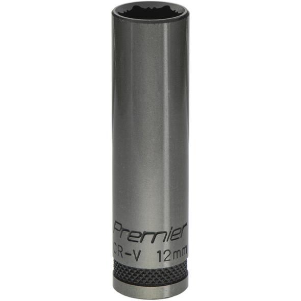 Sealey Deep Socket 3/8"Dr 12mm 'Total Lock-On' (6pt) 'Black Series'