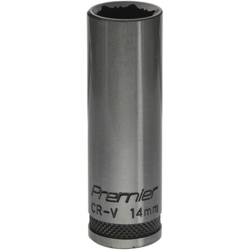 Sealey Deep Socket 3/8"Dr 14mm 'Total Lock-On' (6pt) 'Black Series'