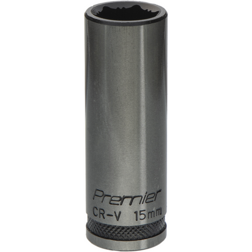 Sealey Deep Socket 3/8"Dr 15mm 'Total Lock-On' (6pt) 'Black Series'