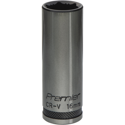 Sealey Deep Socket 3/8"Dr 16mm 'Total Lock-On' (6pt) 'Black Series'