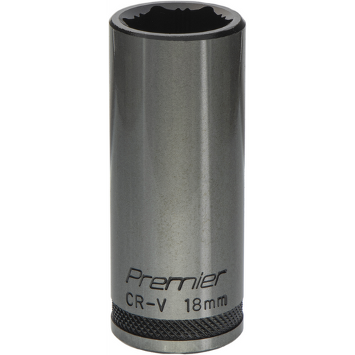 Sealey Deep Socket 3/8"Dr 18mm 'Total Lock-On' (6pt) 'Black Series'
