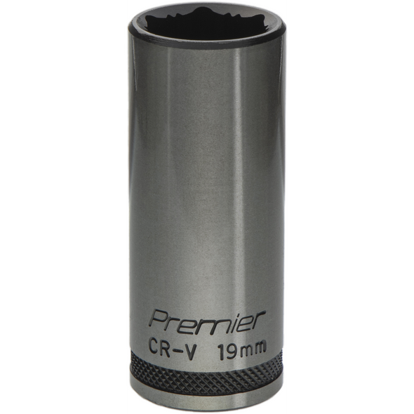 Sealey Deep Socket 3/8"Dr 19mm 'Total Lock-On' (6pt) 'Black Series'