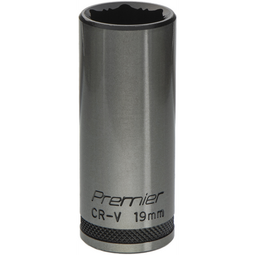 Sealey Deep Socket 3/8"Dr 19mm 'Total Lock-On' (6pt) 'Black Series'