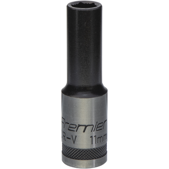 Sealey Deep Socket 1/2"Dr 11mm 'Total Lock-On' (6pt) 'Black Series'