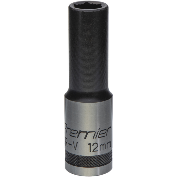 Sealey Deep Socket 1/2"Dr 12mm 'Total Lock-On' (6pt) 'Black Series'