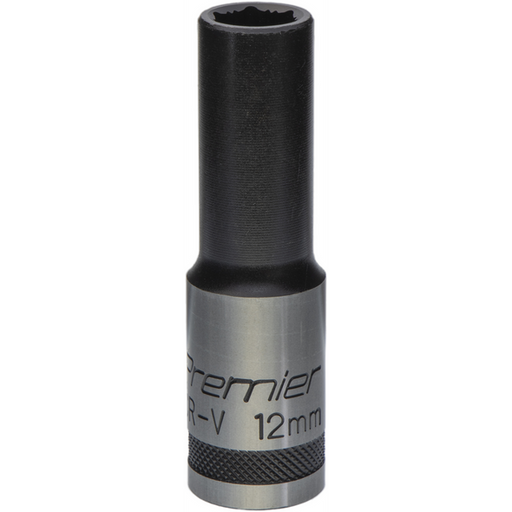 Sealey Deep Socket 1/2"Dr 12mm 'Total Lock-On' (6pt) 'Black Series'
