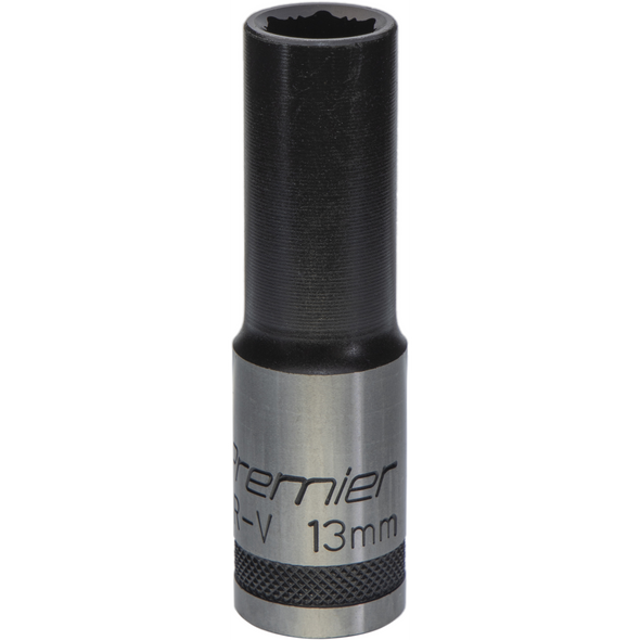 Sealey Deep Socket 1/2"Dr 13mm 'Total Lock-On' (6pt) 'Black Series'