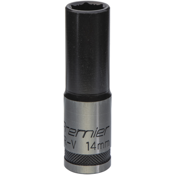 Sealey Deep Socket 1/2"Dr 14mm 'Total Lock-On' (6pt) 'Black Series'
