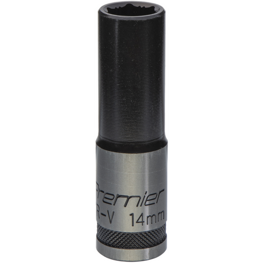 Sealey Deep Socket 1/2"Dr 14mm 'Total Lock-On' (6pt) 'Black Series'