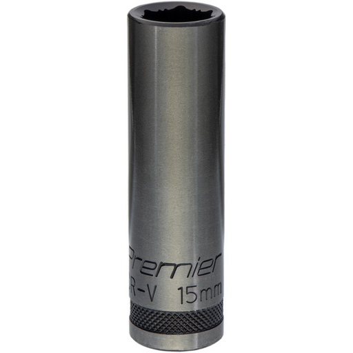 Sealey Deep Socket 1/2"Dr 15mm 'Total Lock-On' (6pt) 'Black Series'