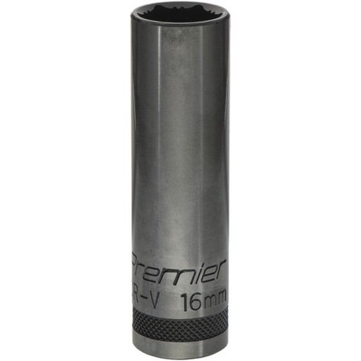 Sealey Deep Socket 1/2"Dr 16mm 'Total Lock-On' (6pt) 'Black Series'
