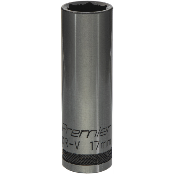 Sealey Deep Socket 1/2"Dr 17mm 'Total Lock-On' (6pt) 'Black Series'
