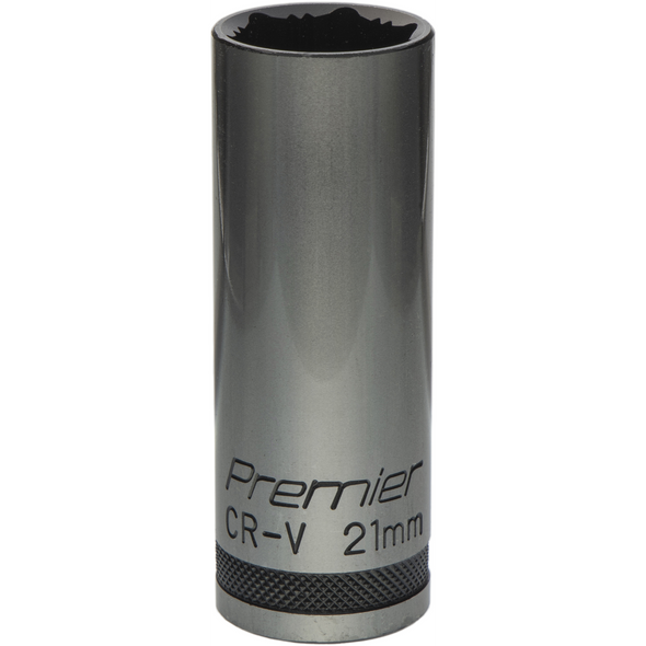 Sealey Deep Socket 1/2"Dr 21mm 'Total Lock-On' (6pt) 'Black Series'