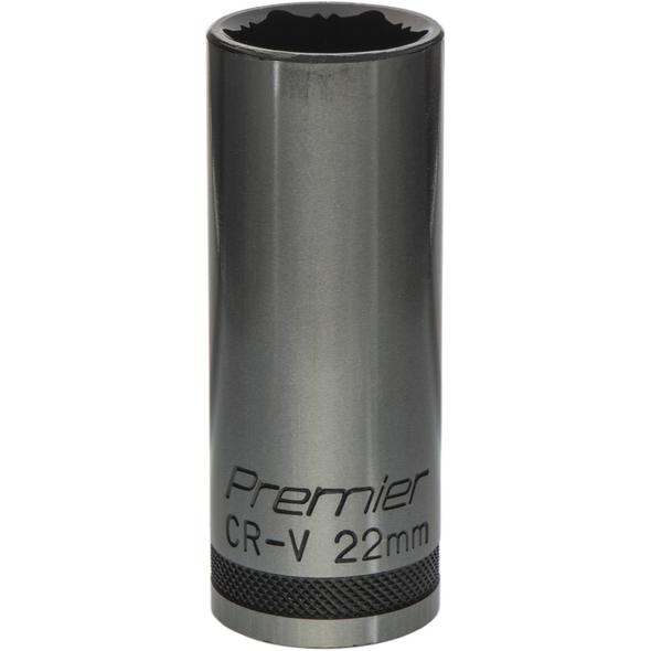 Sealey Deep Socket 1/2"Dr 22mm 'Total Lock-On' (6pt) 'Black Series'