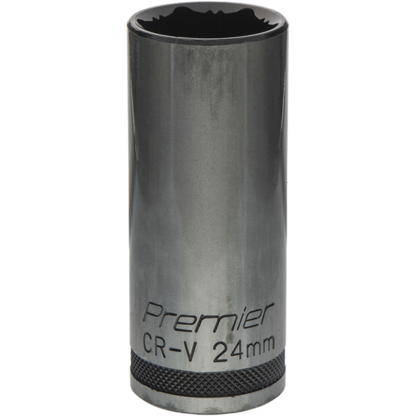 Sealey Deep Socket 1/2"Dr 24mm 'Total Lock-On' (6pt) 'Black Series'