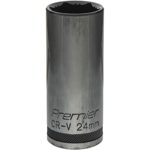 Sealey Deep Socket 1/2"Dr 24mm 'Total Lock-On' (6pt) 'Black Series'