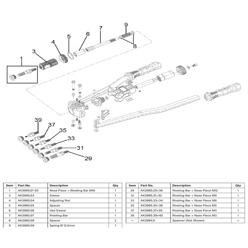 Sealey Nose piece + riveting bar (m10)